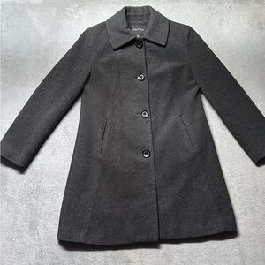 Nautica Womens Wool Blend Overcoat Medium Gray Button Front Lined Coat Classic